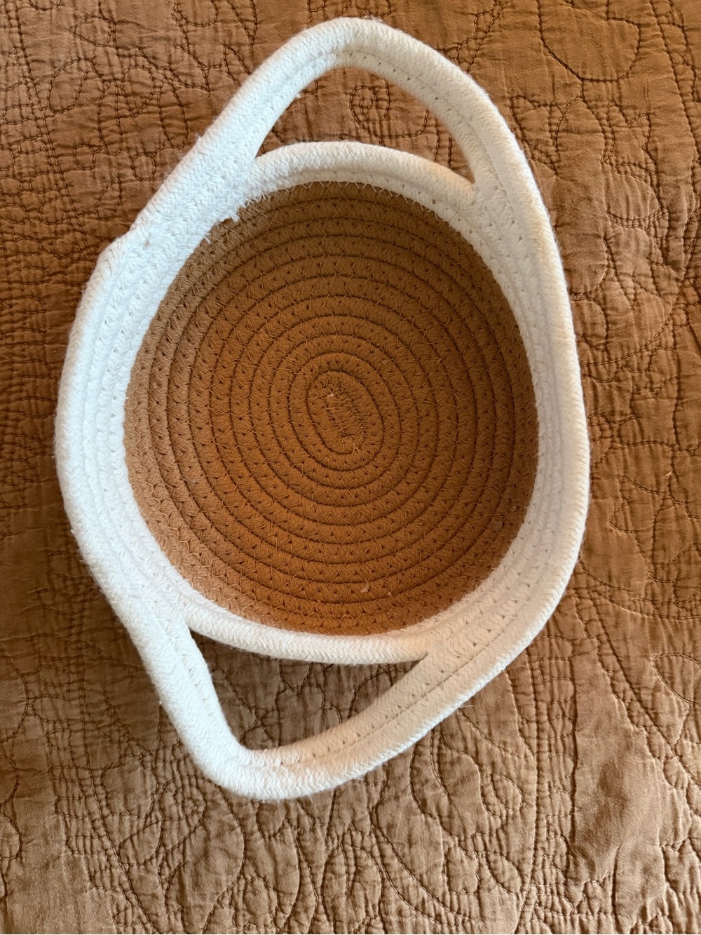 Rope Basket in White and Brown Small